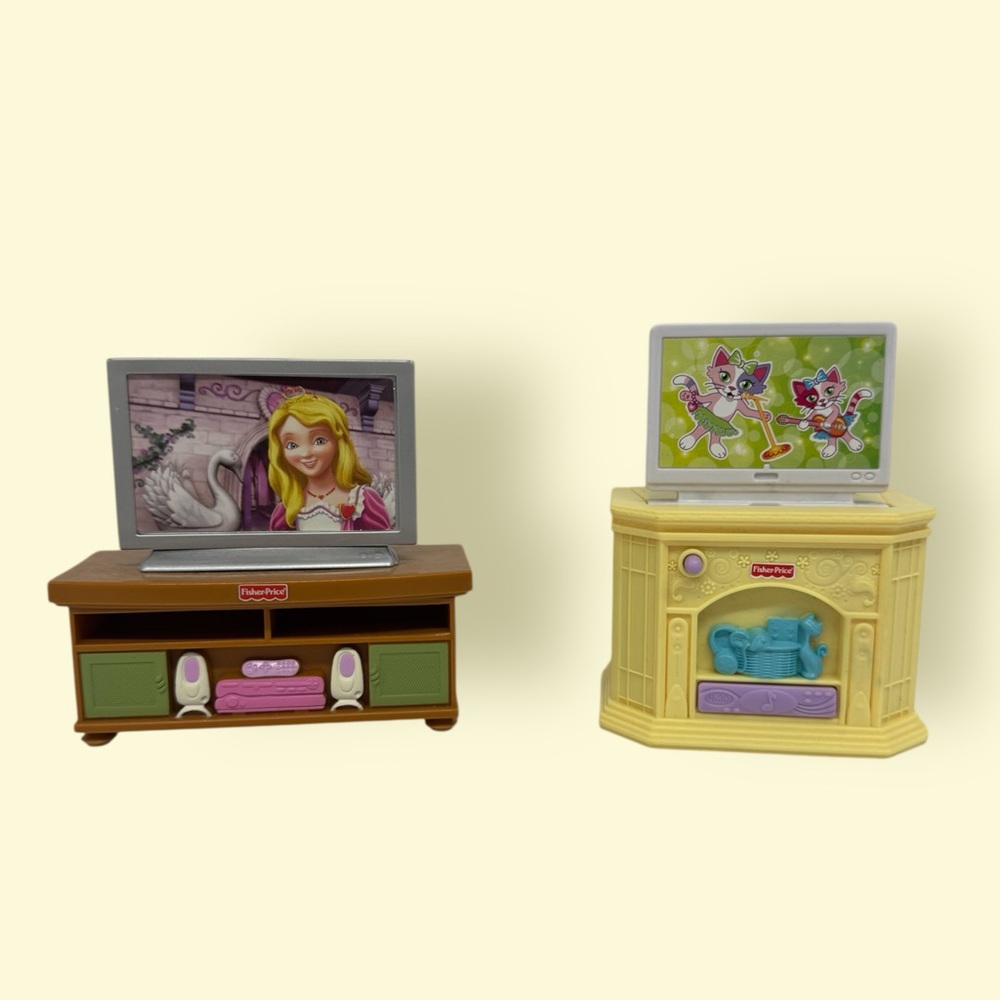 Fisher-Price Loving Family Pop-Up TV Television w/ Sound & TV Entertainment Ctr
